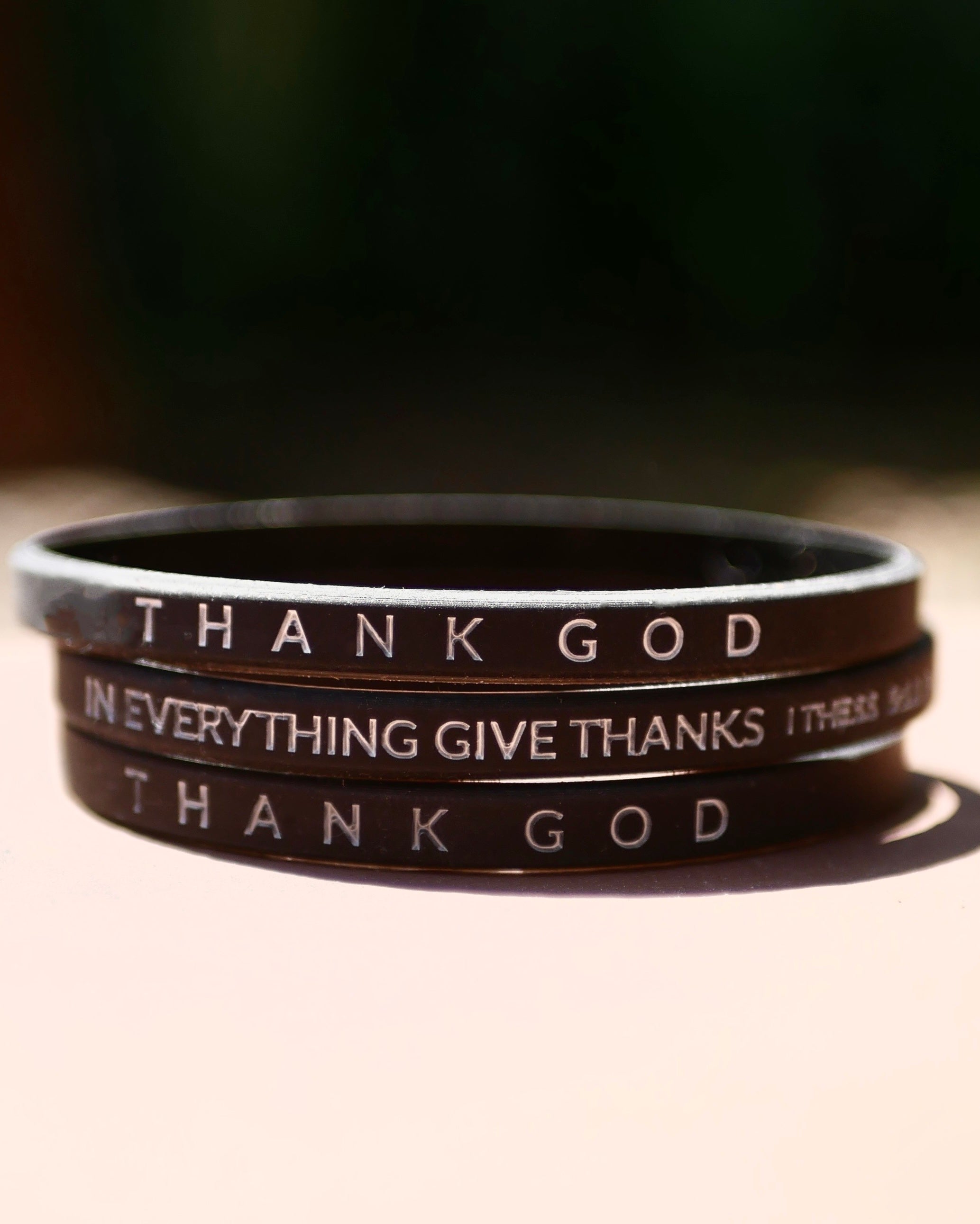 Faith-based wristband bundle from Thank God - EVANGELISM WRISTBAND BUNDLE photo of 3 stack