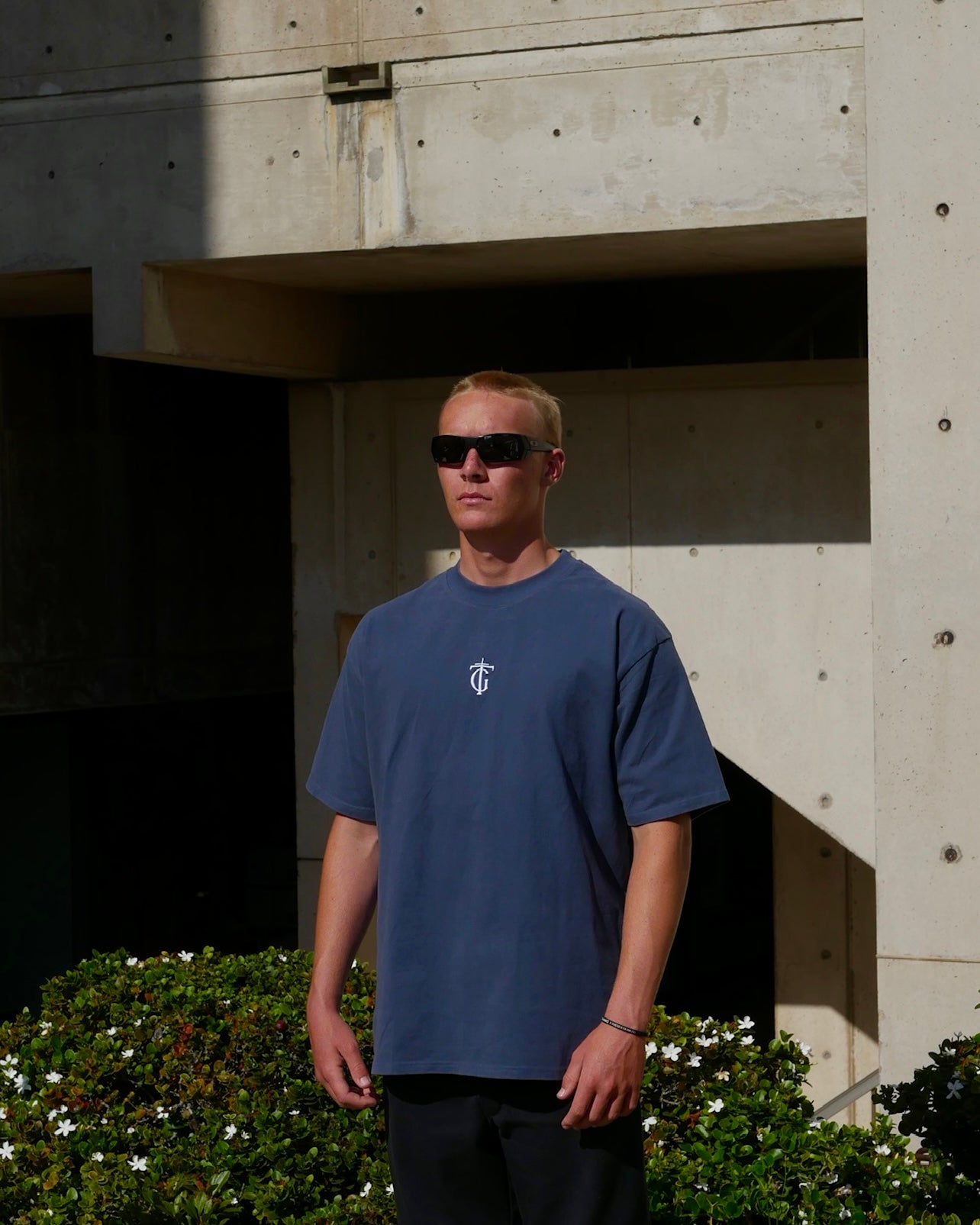 Crest Embroidered Oversized Sanded Tee