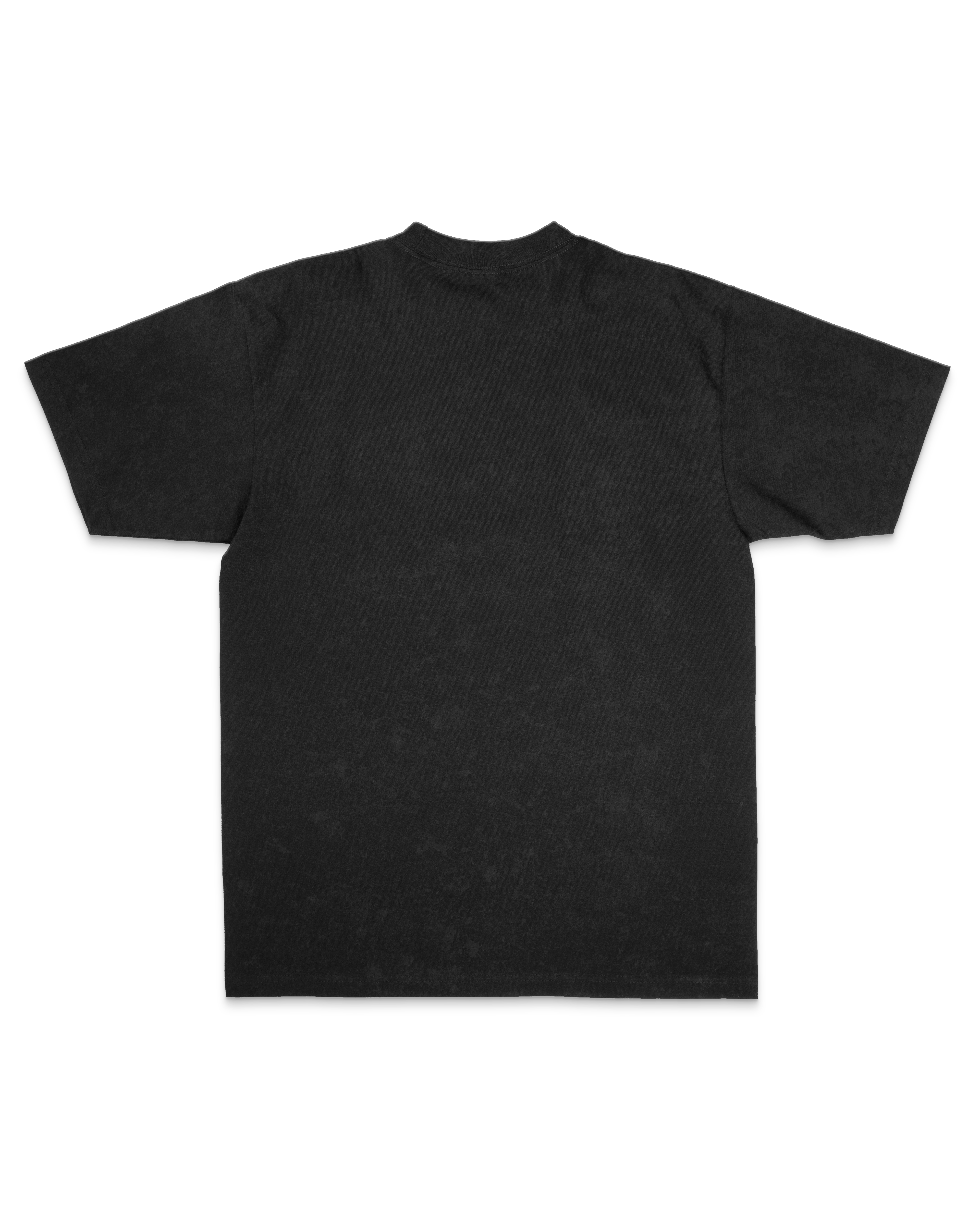 Back view of black sanded heavyweight Christian streetwear tee from Thank God brand – premium washed cotton T-shirt designed for faith-based fashion and everyday wear