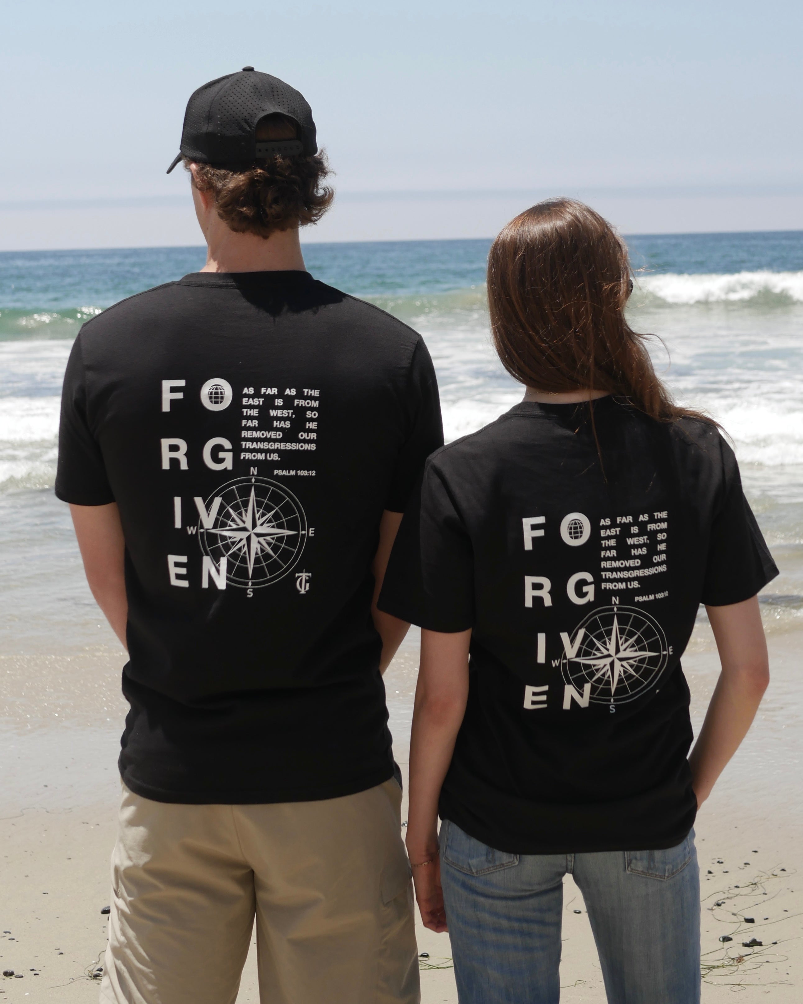 Christian streetwear t-shirt by Thank God featuring FORGIVEN TEE style back two shot