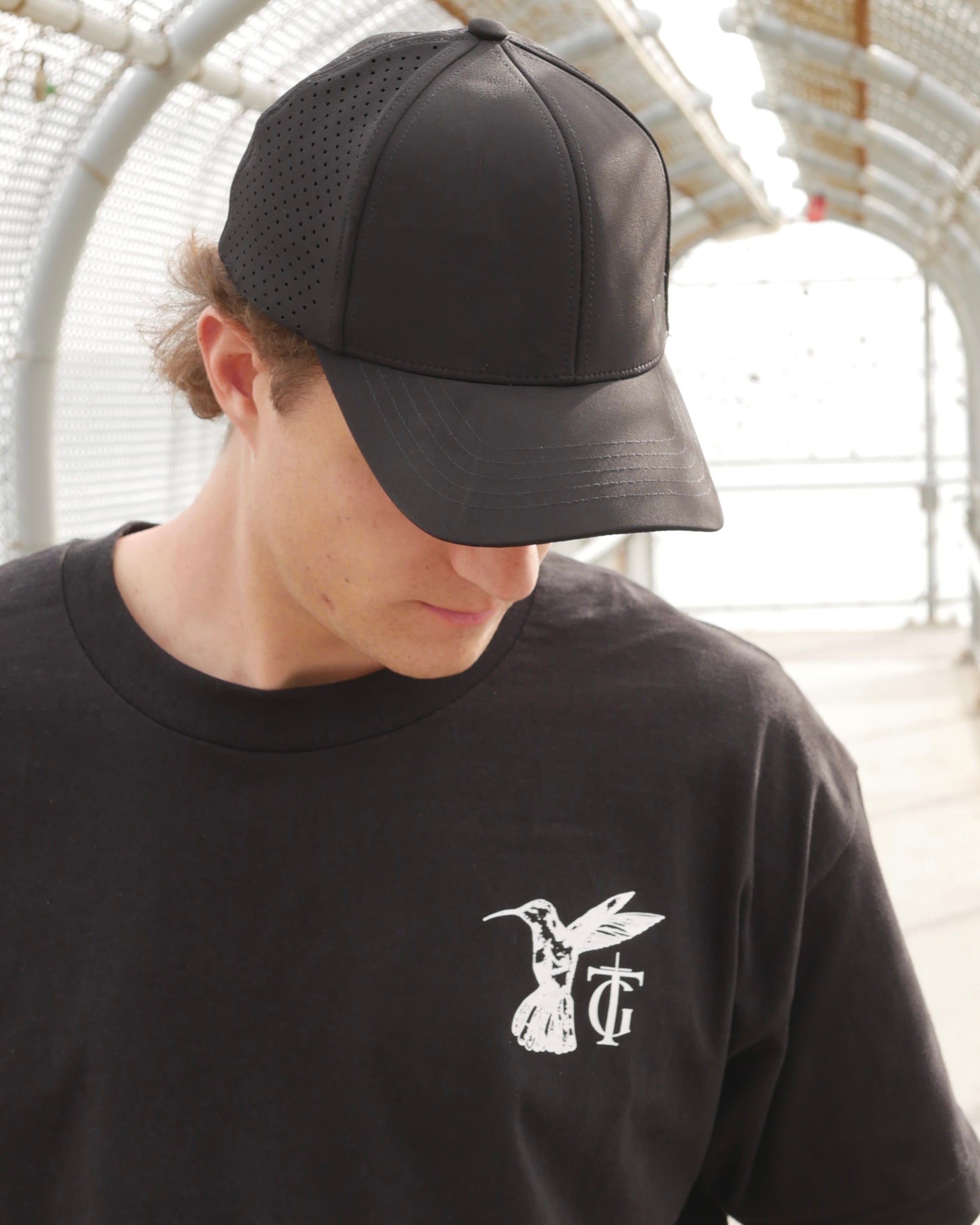 Christian streetwear t-shirt by Thank God featuring HUMMINGBIRD TEE style front closeup