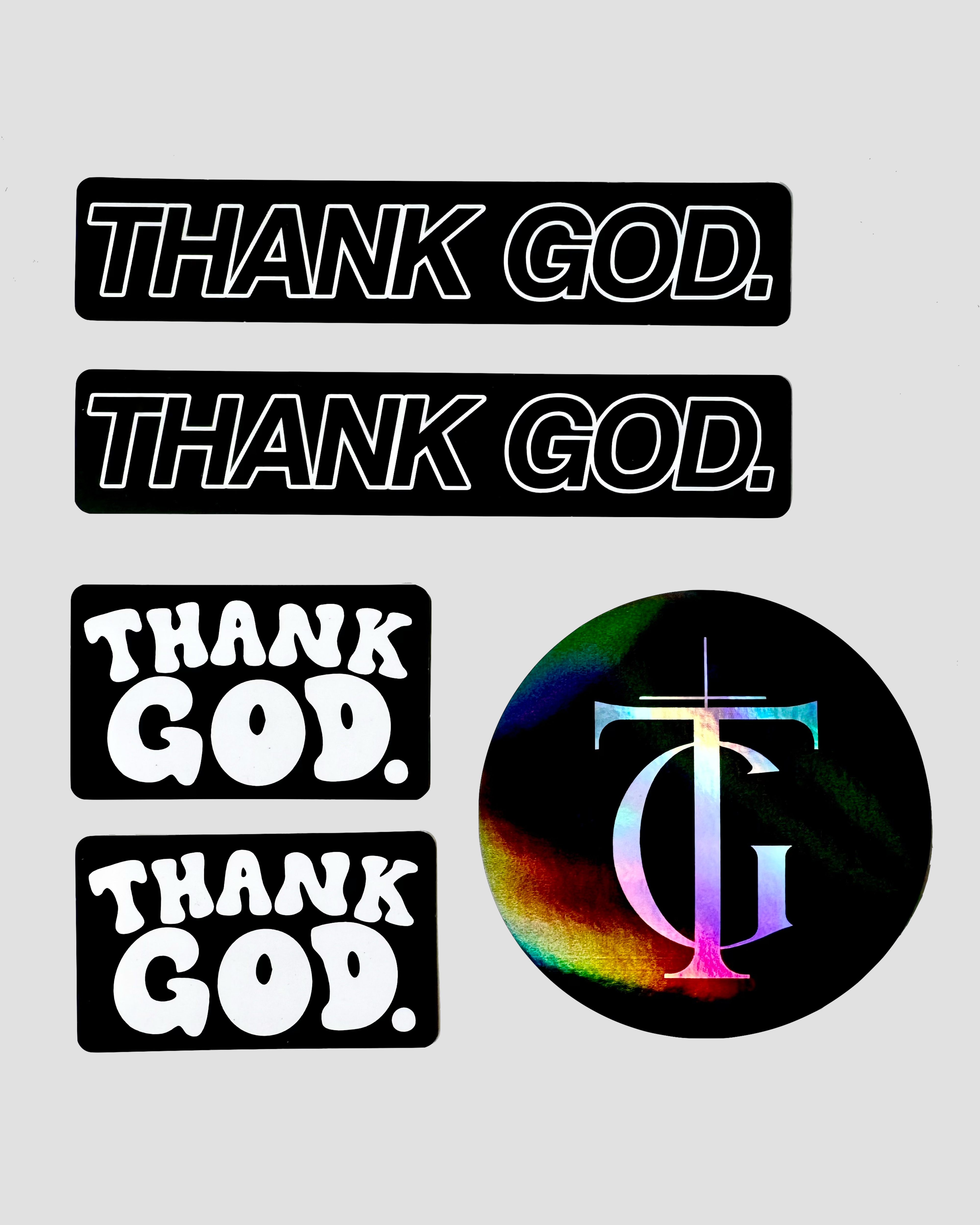 sticker pack five pack Thank God Sticker Pack (5 pack) Christian-themed sticker pack by Thank God - Thank God Sticker Pack (5 pack)